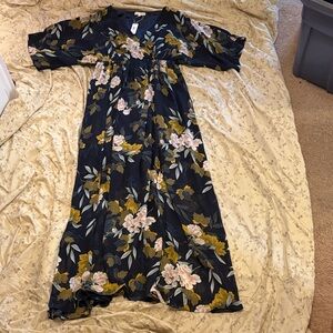 Baltic Born Navy Floral Maxi Dress with Pink & Olive Accents